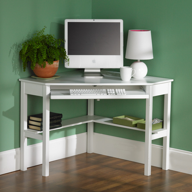 SEI White Corner Computer Desk image