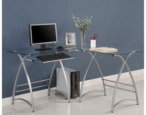 Walker Edison L-Shaped Glass Computer Desk