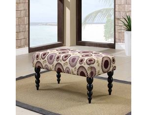 Linon Home Decor Products Clair Purple Floral Bench