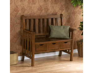 SEI Three Drawer Country Bench