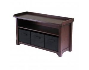 Winsome Verona Storage Bench with 3 Foldable Fabric Baskets