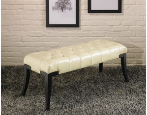 Armen Living Tufted Leather Bench Indoor Bench