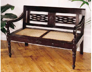 Bauer International Anglo-Indian Colonial Indoor Bench - FREE Inside Delivery!