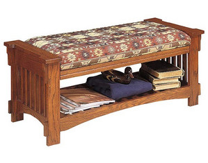 Powell Mission Oak Upholstered Indoor Bench