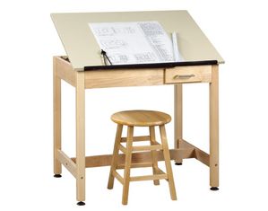 Shain Solutions 1 Piece Top Drafting Table (Right Drawer)