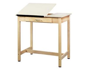 Shain Solutions 2 Piece Top Drafting Table (Center Drawer)