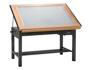 Mayline Group Ranger Steel Four-Post Light Table with Tool and Shallow Drawer