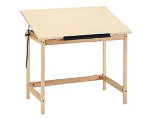 Mayline Group White Melamine Top Forester Wood Four-Post Table