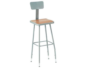 National Public Seating 6300 Series Heavy Duty Lab Adjustable Stool with Padded Seat and Backrest