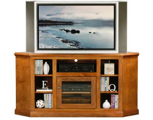 Eagle Coastal Thin Corner Stained Entertainment Console with Bookcase Sides