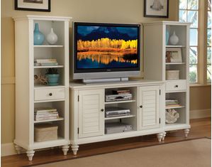 Home Styles Furniture Bermuda Brushed White 3PC Entertainment Center