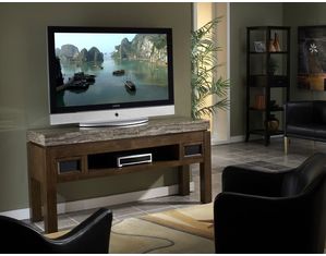 Encore! Home Entertainment Soho TV Console with 4 inch Grey Marble Top - FREE Inside Delivery!
