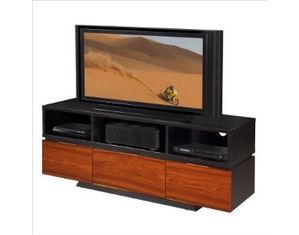 Furnitech 65 in Sleek Contemporary Console Featuring a Brazilian Cherry Case with Wenge Finish & Brazilian Iron Wood Base & Drawer Fronts