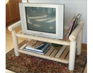 Rustic Natural Cedar Furniture Open Shelving TV Stand