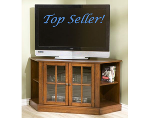 SEI Thomas Walnut Corner Media Stand - Free Shipping! (MS9872)