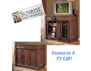 Sunrise Home Furnishings Chateau TV Console with Lift Rack - Free Shipping!