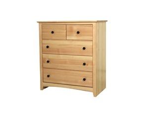 Maco Lifestyles Shaker 33 Inch Solid Pine 5 Drawer Dresser