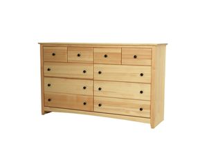 Maco Lifestyles Shaker 61 Inch Solid Pine 10 Drawer Dresser
