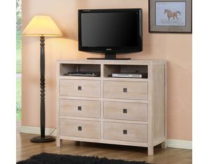Powell Cassidy Washed Teak 6-Drawer TV Stand/Dresser