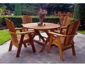 Bear Chair 48 inch Cedar Circular Dining Table with 4 Chairs