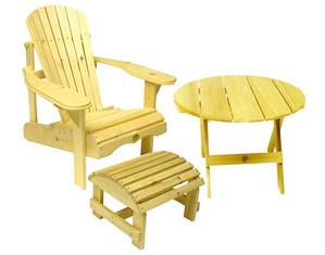 Bear Chair with Side Table and Ottoman Adirondack Set