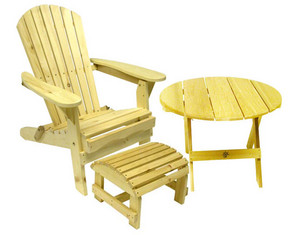 Bear Chair Folding Bear Chair with Side Table and Ottoman Adirondack Set