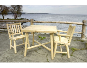 Old Adirondack Lake George Table with 2 Dining Chairs