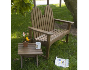 Polywood Adirondack Bench and Square Side Table Set