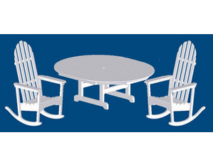 Polywood Adirondack Rocker and 56 inch Conversation Table Set