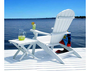 Polywood Adirondack Shell Chair and Square Side Table Set