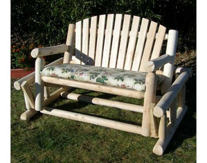 Rustic Natural Cedar Log Style Adirondack Glider