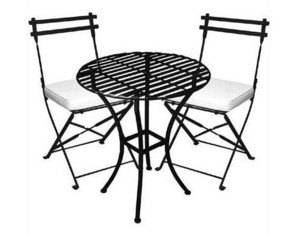 Pangaea Folding Iron Table and Stool Bistro Set