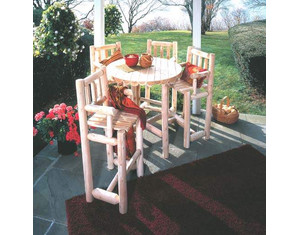 Rustic Natural Cedar Furniture 119C 5-Piece Bistro Bar Set - Fast FREE FedEx Shipping!