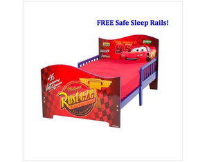 Delta Enterprise Disney Pixar Cars Wooden Toddler Bed with Safe Sleep Rails - Fast FREE FedEx Shipping!