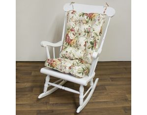 Standard Rocking Chair Cushion - Emmaline Floral fabric -  Ecru
