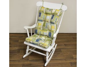 Standard Rocking Chair Cushion - Fairview Patchwork fabric -  Cornflower