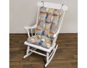 Standard Rocking Chair Cushion - Fairview Patchwork fabric -  Patriot