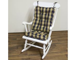 Standard Rocking Chair Cushion - Squares Plaid fabric -  Mystical Navy