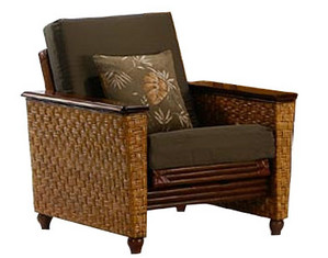 Night & Day Furniture Rattan Floral Magnolia Futon Chair