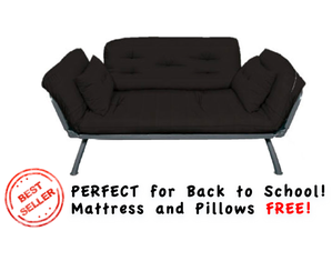 Elite Black Mali Flex Futon - FREE Mattress and Pillows!