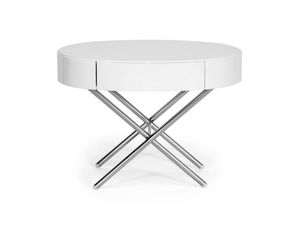 Baxton Studio Coquille White Modern Oval Coffee Table with Drawer