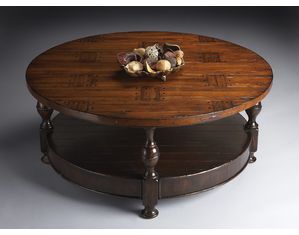Butler Connoisseurs Round Plank Top Cocktail Table with Distressed Finish