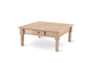 International Concepts Unfinished Square Coffee Table with Drawer