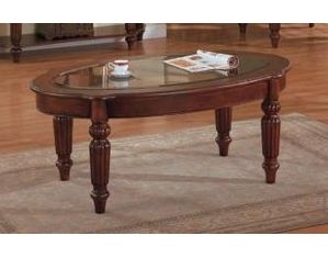 Sunrise Home Furnishings Alexandria Cocktail Table with Glass (Cherry)