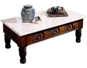 Bauer International Smiling Fish Coffee Table with Marble Top