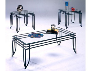 Bernards Furniture Black Martix Cocktail Table with 2 End Tables