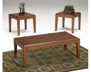 Bernards Furniture Cherry Rolled Edge Cocktail Table with 2 End Tables