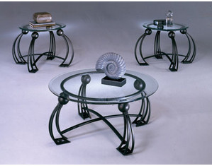 Bernards Furniture Sphere Gun Metal Cocktail Table with 2 End Tables