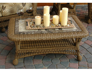 Fire Stone Coffee Table with Aldon Sealed Smooth Stone Top