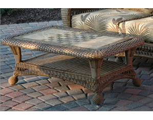Fire Stone Coffee Table with Glass Top